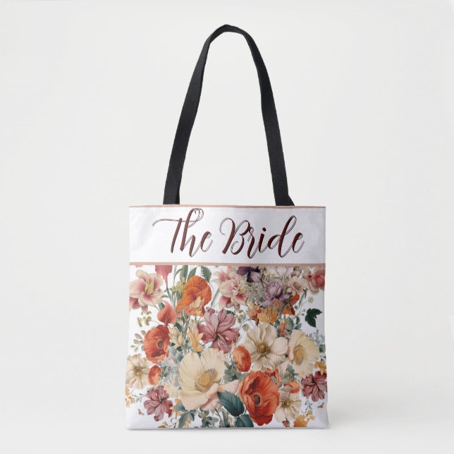 Bride Elegant Blommigt Tote Tygkasse (Framsida)