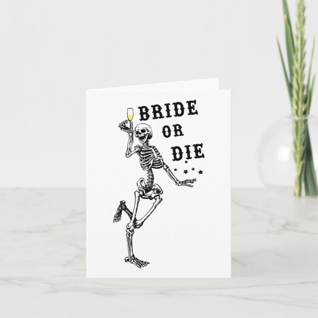 Bride eller Die Dancing Skeleton Gothic Bacheloret Kort (Framsida)