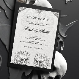 Bride eller Die Gothic Bachelorette Party Inbjudningar