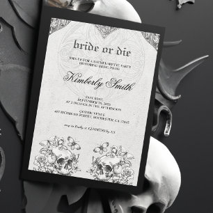 Bride eller Die Gothic Bachelorette Party Inbjudningar