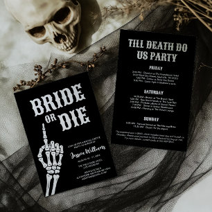 Bride eller Die Gothic Skull Bachelorette Party Inbjudningar