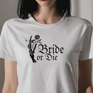 Bride eller Die gotiic Skeleton Heart Bride T Shirt