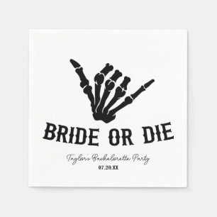 Bride eller Die Rockstar Skeleton Bachelorette Par Pappersservett