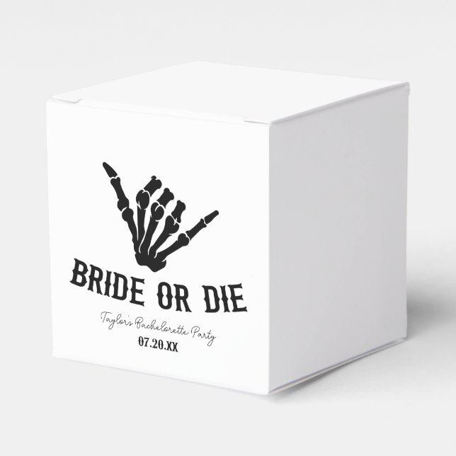 Bride eller Die Rockstar Skeleton Bachelorette Par Presentaskar (Framsidan Sidan)