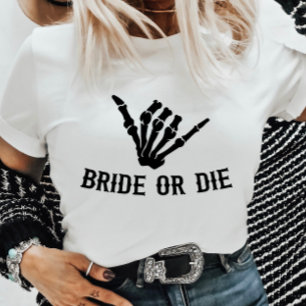 Bride eller Die Rockstar Skeleton Bachelorette Par T Shirt