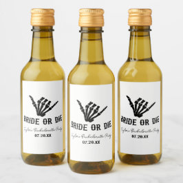 Bride eller Die Rockstar Skeleton Bachelorette Par Vinetikett