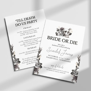 Bride eller Die till Death do Us Party Bachelorett Inbjudningar