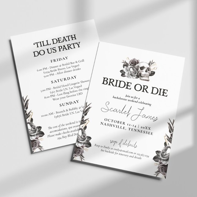 Bride eller Die till Death do Us Party Bachelorett Inbjudningar (Skapare uppladdad)