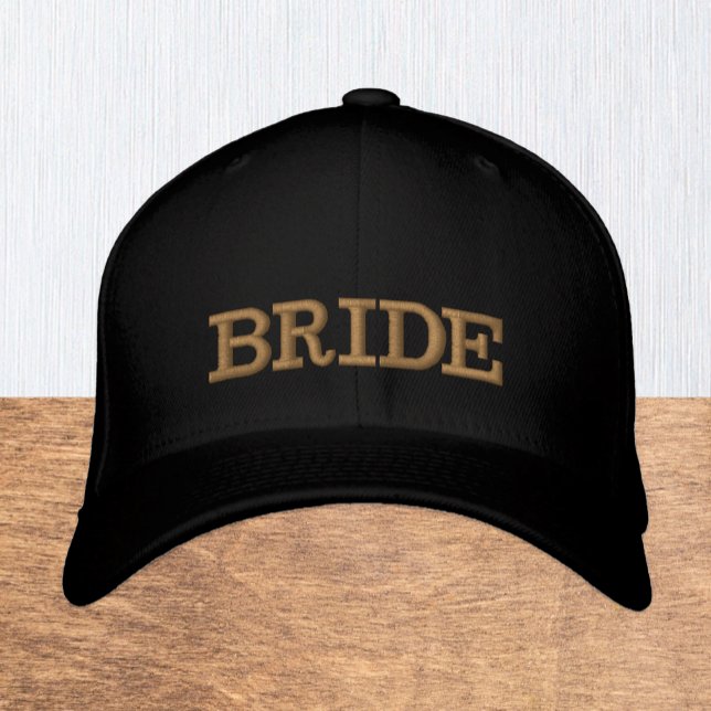BRIDE embroidered baseball cap gold / black Broderad Keps (Bride - Embroidered Hat / Baseball Cap)