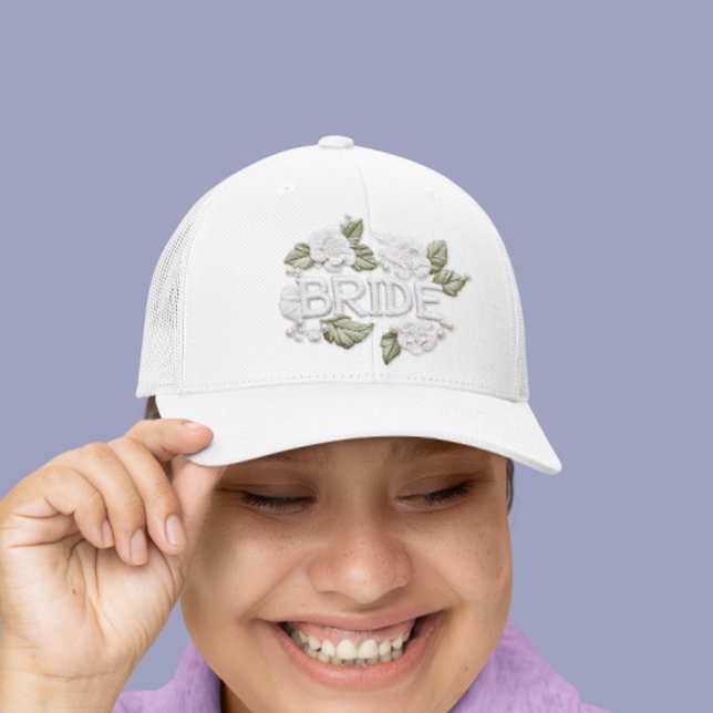 Bride Embroized Faux Pearl Flower Patch Keps (Skapare uppladdad)