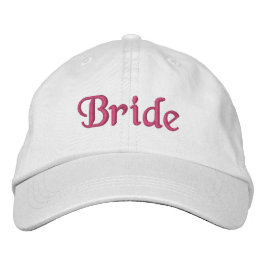 Bride Embroized Hat: vit med rosa bokstäver Broderad Keps