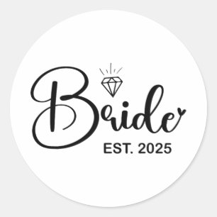 Bride Est. 2025 Gift Bröllop Brudens sida Bache Runt Klistermärke