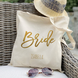 Bride faux guld foil personlig tygkasse