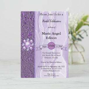Bride Firande Lila Foil & Silke med Pearls I Inbjudningar