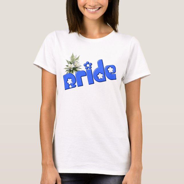Bride Flower Bouquet Bröllopsfest T Shirt (Framsida)