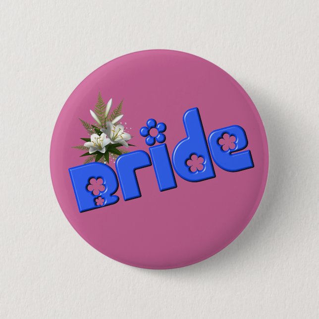 Bride Flower Bouquet Button Pin Knapp (Framsida)