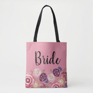 Bride Flower Mönster Rosa Tote Bag Tygkasse