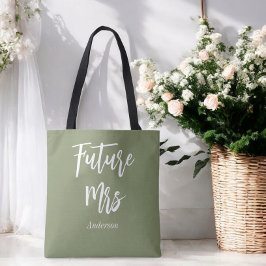 Bride Future Mrs Sage Grönt Tote Bag Tygkasse