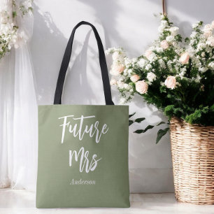 Bride Future Mrs Sage Grönt Tote Bag Tygkasse