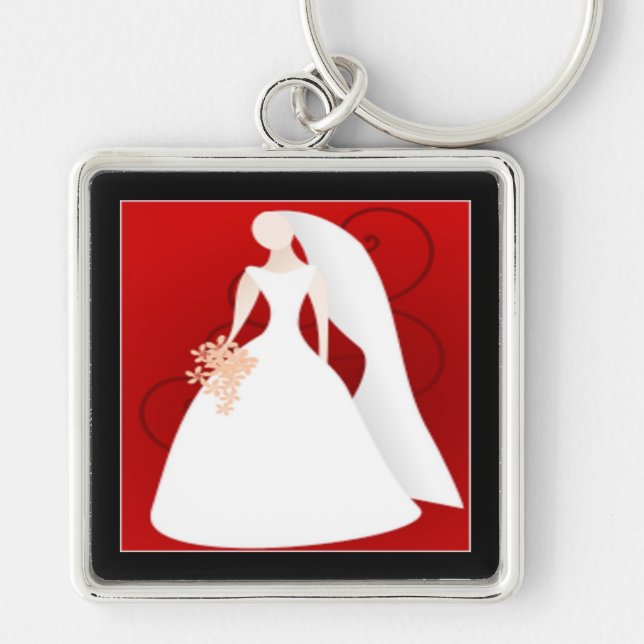 BRIDE FYRKANTIG SILVERFÄRGAD NYCKELRING (Framsidan)