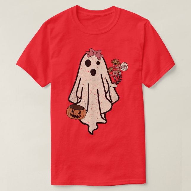 Bride Ghost Funny Halloween Boo Pumpkins Flower T Shirt (Design framsida)