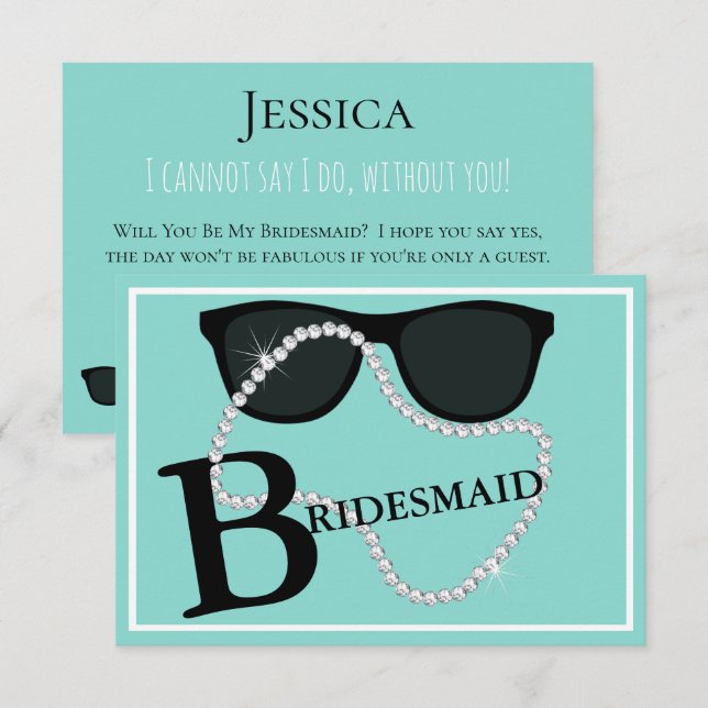 BRIDE Glam Celebrate Tiara Party är min bridesmaid Inbjudningar (Fram/baksida)