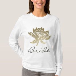 BRIDE GLAMOROUS BLEK GULD WHITE LOTUS BLOMMIGT T-SHIRT