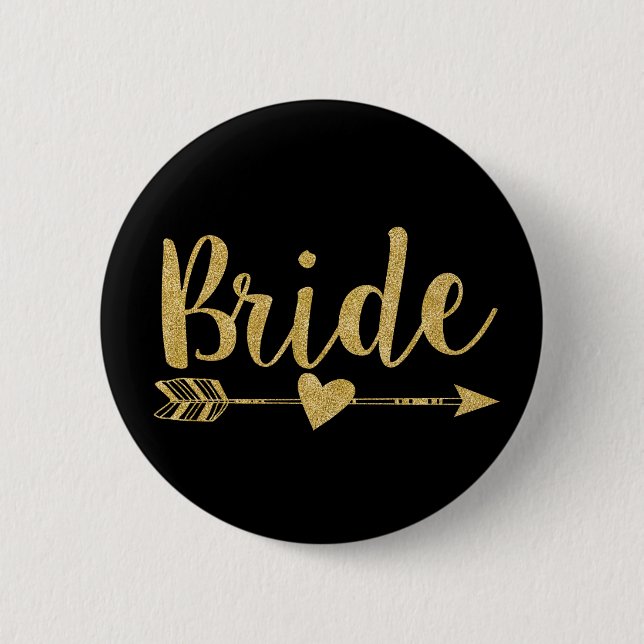 Bride | Glitter-Print Golden Knapp (Framsida)
