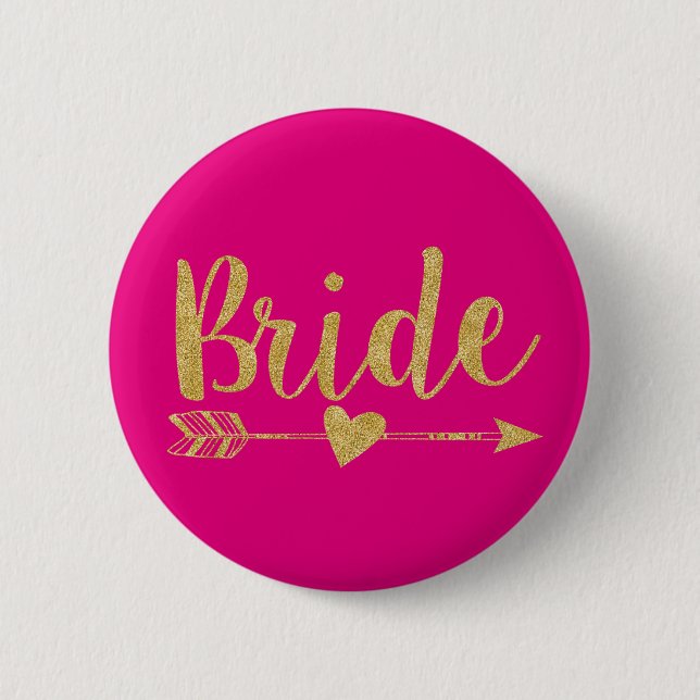 Bride | Glitter-Print Golden&Shock rosa Knapp (Framsida)