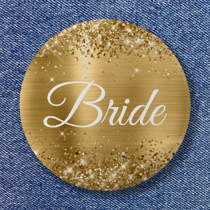 Bride Glittery Gold Foil Knapp