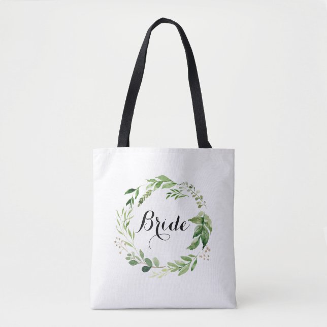 Bride Greenery Bröllop Tote Watercolor Wandeans Tygkasse (Framsida)