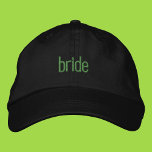 Bride Grön Flick Sommar Broderad Dad Keps<br><div class="desc">minimalistisk chic brud dad keps i grön text</div>