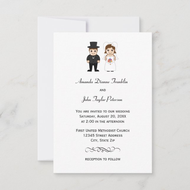 Bride & Groom - 3 x 5 bröllopsinbjudan Inbjudningar (Framsida)