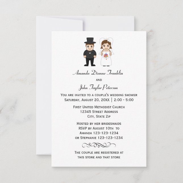 Bride & Groom - 3 x 5-parters visning av duschar Inbjudningar (Framsida)