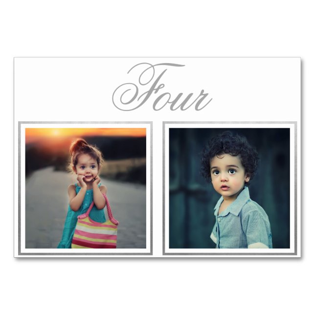 Bride Groom Age Elegant Classy Silver Bordsnummer (Framsidan)