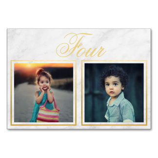 Bride Groom Age Elegant Marble Guld Bordsnummer