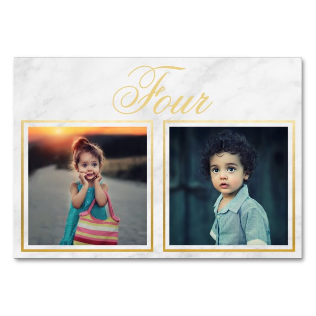 Bride Groom Age Elegant Marble Guld Bordsnummer (Framsidan)