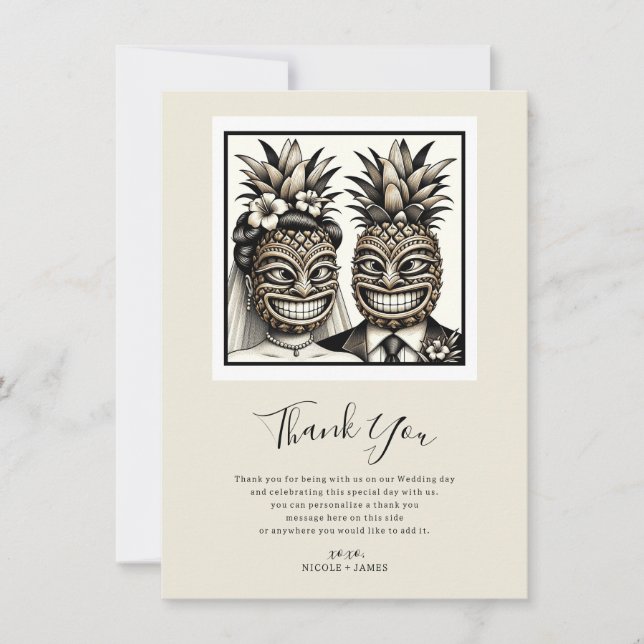 Bride & Groom Aloha Pineapple Tiki Tack Inbjudningar (Framsida)