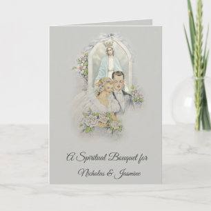 Bride & Groom Andlig Bouquet Prayers Kort