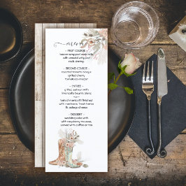 Bride & Groom Blommigt Boots Cowboy Western Meny
