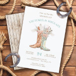 Bride & Groom Blommigt Boots Cowboy Westernare Brö Inbjudningar<br><div class="desc">Westerna vattenfärgsrötter för bruden och groomen i söt mjuk färg-schemat med gult, blues och blek. Torkad vild i mjuka krämer och nyp och gröntar. Underbar för ditt Westerna Théd Bröllop! Alla formuleringar kan ändras. Kan användas till en repetitionsmiddag, förlovningsfest osv. Om du vill göra fler ändringar går du till Anpassa...</div>