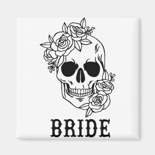 Bride Groom Blommigt Skull Halloween Bröllop Bache Magnet