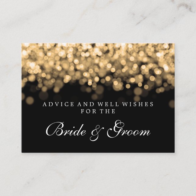 Bride & Groom Bröllop Advice Card Guld Ljus Rådkort (Framsida)