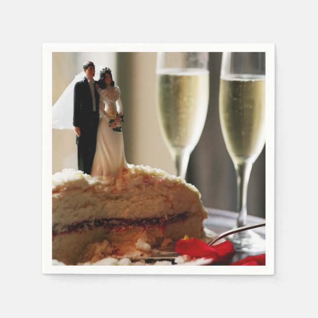 Bride Groom Bröllop Cake Napkins Pappersservett (Framsidan)