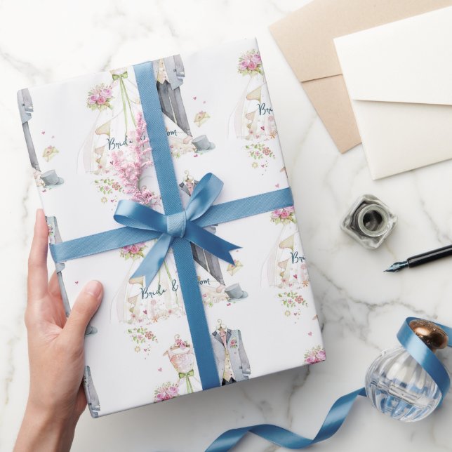 Bride & Groom Bröllop Dress Presentpapper (Gifting)