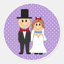 Bride & Groom Bröllop Lila Polka Dot Stickers