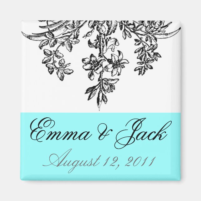 Bride & Groom Bröllop Monogram Magnet (Framsidan)