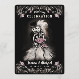 Bride Groom Bröllop Skeletons Cemetery Kärlek Inbj Inbjudningar