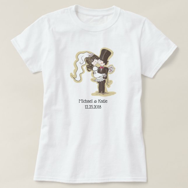 Bride & Groom Bröllop TShirt T Shirt (Design framsida)