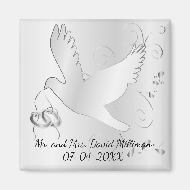 Bride & Groom Bröllopsdag Keepsaké Magnet (Framsidan)